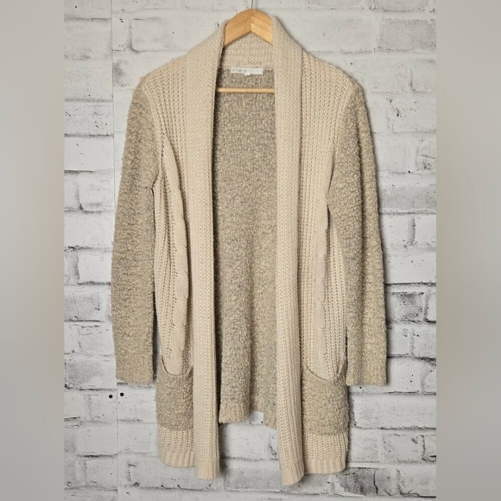 CLEO Cream & Tan Cable Knit Cardigan